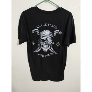 BC Limited Shirt Mens Large Black Black Flags Dark Deeds Pirate Graphic Tee
